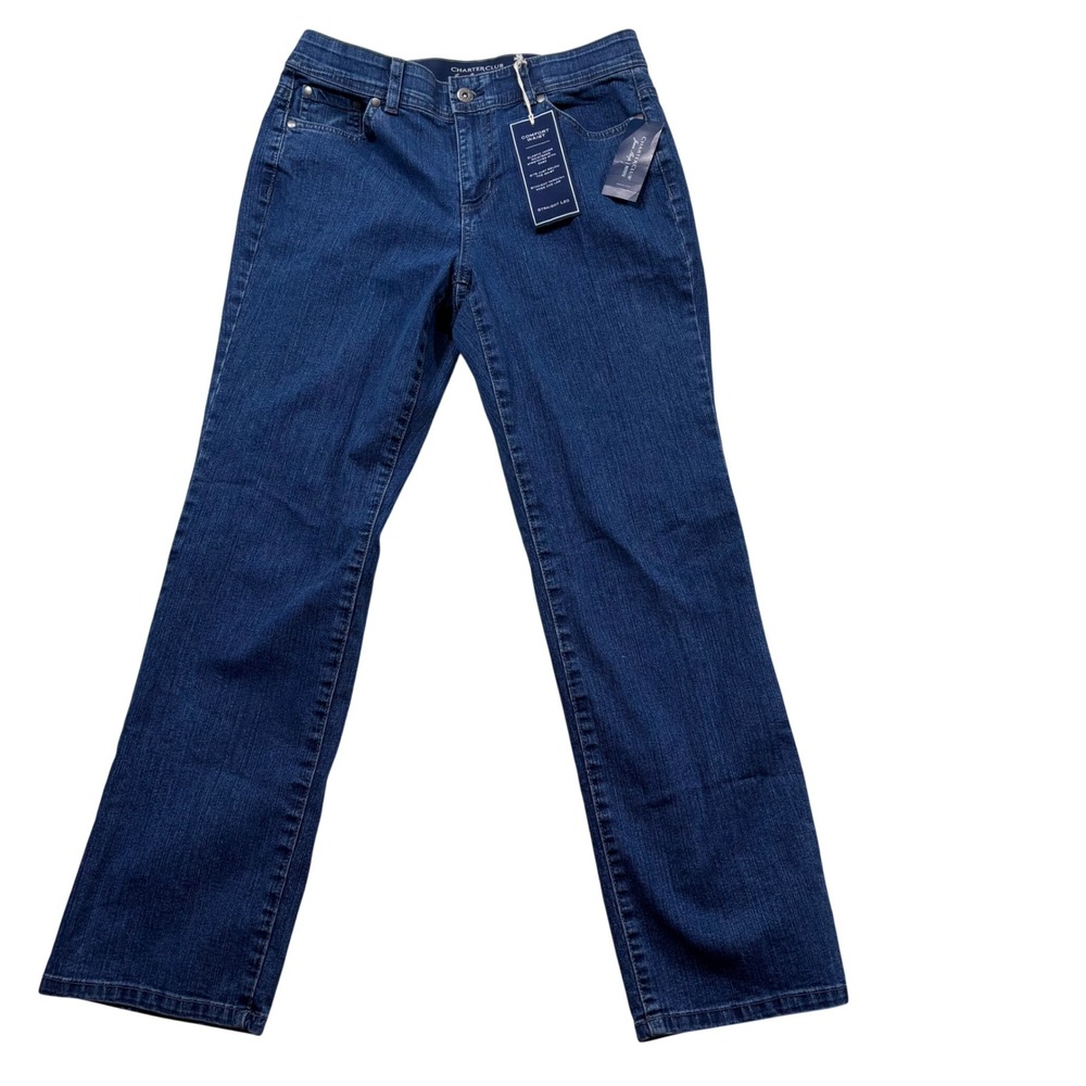 NWT Charter Club Petite Comfort Waist Straight Leg Jeans  8PS‎ #794